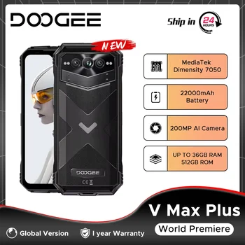 Versione globale DOOGEE V Max Plus Telefono robusto Display da 6,58 pollici 120 Hz 16 GB 512 GB 200 MP Fotocamera AI 22000 mAh Effetto di illuminazione Android 14
