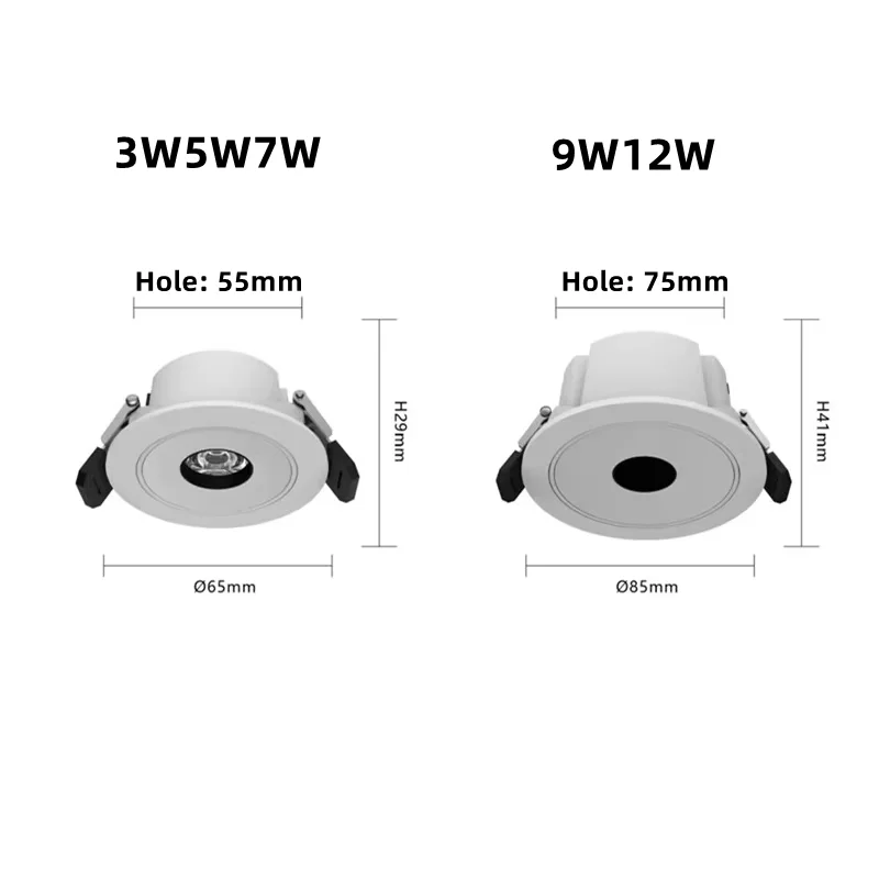 LED spotlight COB ultra-thin downlight 5&deg;8&deg;10&deg; Adjustable for Living Room Study
