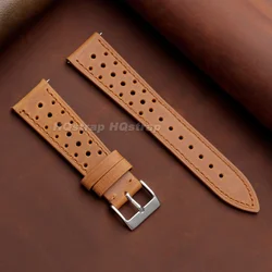 Vintage Genuine Leather Universal Wristband - Breathable Cowhide Strap - 20mm (Light Brown)