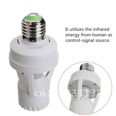 

Motion Sensor Infrared E27 power plug LED Lamp Base Socket Adapter Holder Light Control Switch Bulb 110V-240V PIR Induction