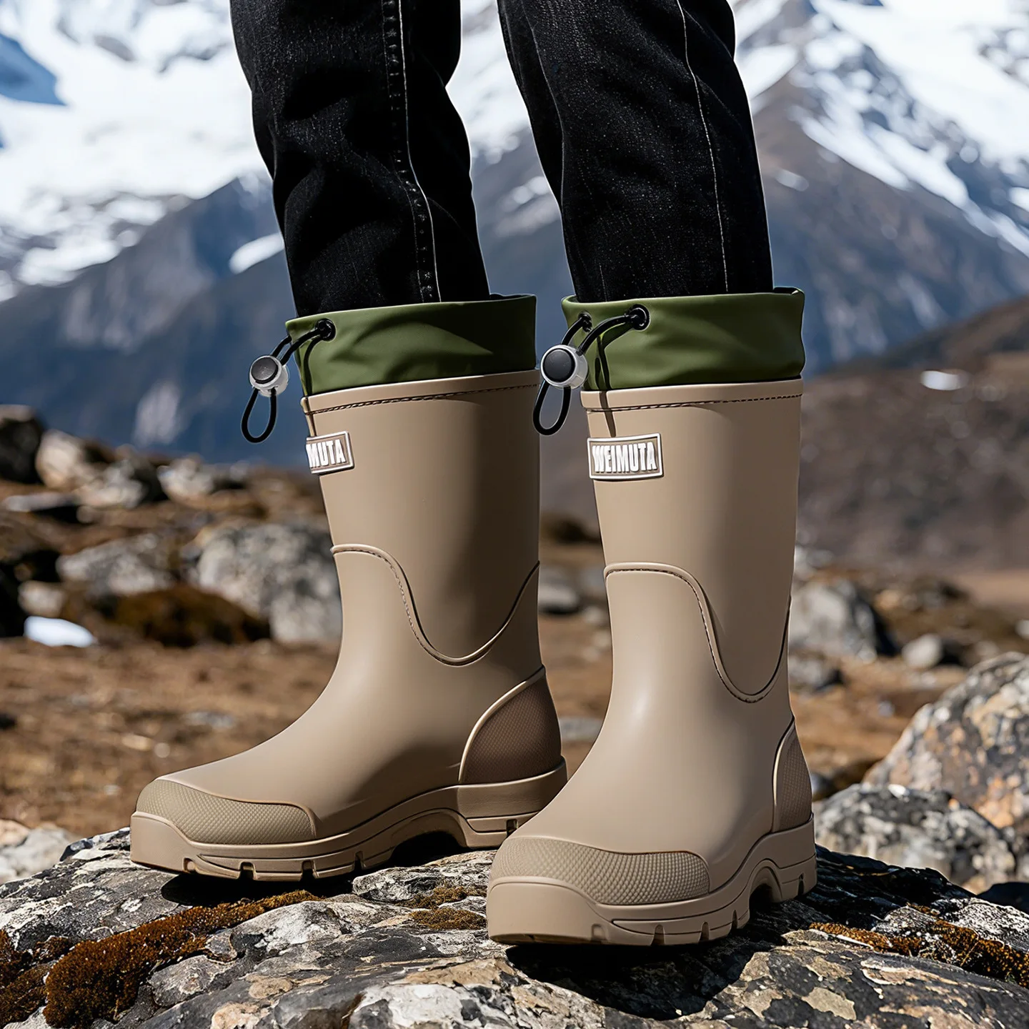 Bottes de pluie mi-mollet PVC unisexe antidérapantes résistantes pêche lavage auto
