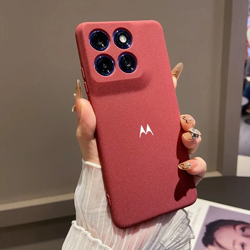Solid Color Slim Sand Texture Phone Case with Camera Protector