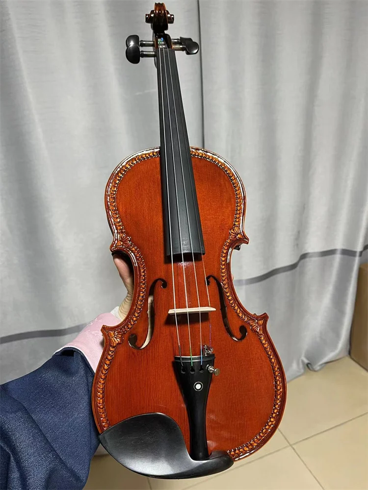 Actual Photo Display Special Old Europe Carving-Hand Crafted 4/4 Violin كمان Ammoon Free Violin Case&Bow violin