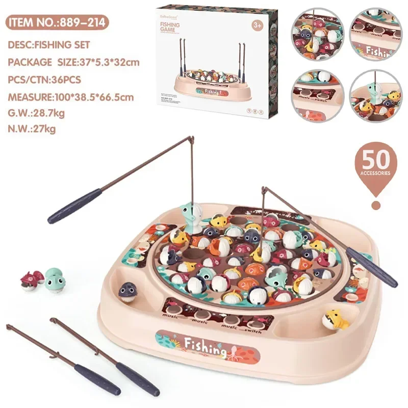 Kids Toy Play House Simulation Baby Fishing Toy Children's Electric Rotating Music Light Parent-child Interaction for Gift 2