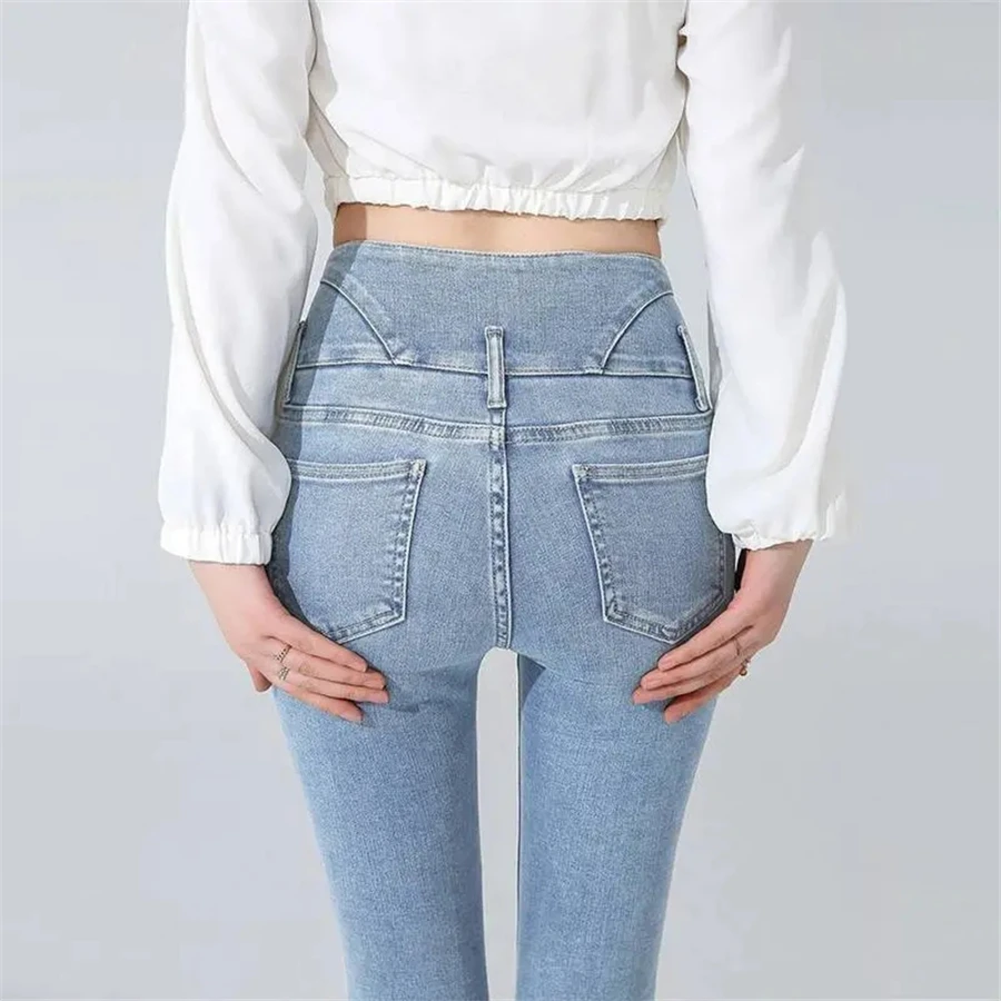 High Waist Skinny Pencil Jeans | Korean Streetwear Slim Denim Pants | Lift Hips Vaqueros for Women