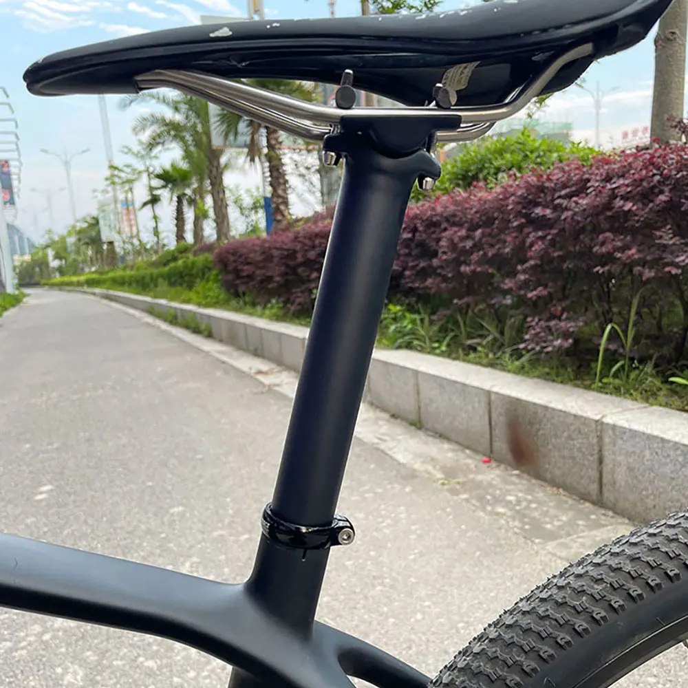 Bike Seat Post Carbon Fiber For MTB/Road Bike 27.2/30.9/31.6mm 130g with Titanium Bolts