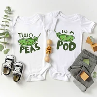 Two Peas In a Pod Funny Cute Baby Boys Girls Clothes Twin Onesies Cartoon Kawaii Harajuku Cotton Newborn Bodysuits Free Shipping 1