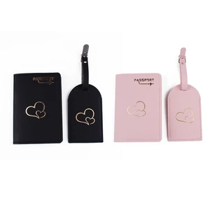 PU Leather Passport Holder Luggage Tag Fashion Wedding Gift for Lover Couple 066F