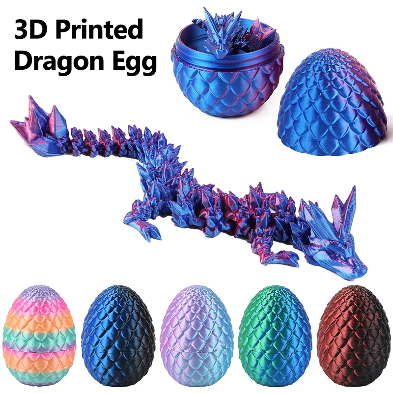 12Pcs 3D Printed Dragon Egg with Movable Dragon Modle Easter Gift Home Desktop Ornament Kids Birthday Party Favors Pinata Filler
