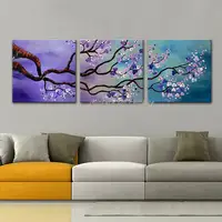 Mintur 3Pcs 100% Handpainted Modern Abstract Wall Art,Picture Tree Flower Oil Painting On Canvas,For Living Room,Home Decoration 4
