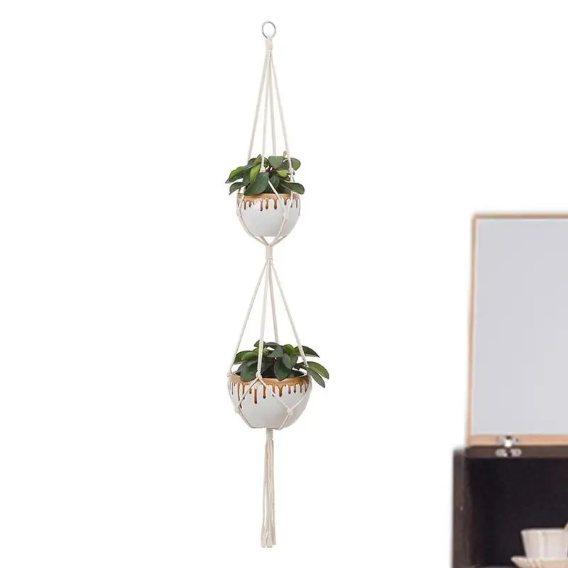 

Macrame Plant Hanger Handmade Cotton Rope Hanging Flower Basket Flower Pots Holder For Home Balcony Window Decoration