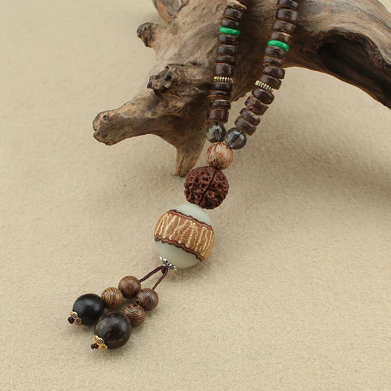 Men 's Wood Bead Long Necklace | Surfer Hippie Style