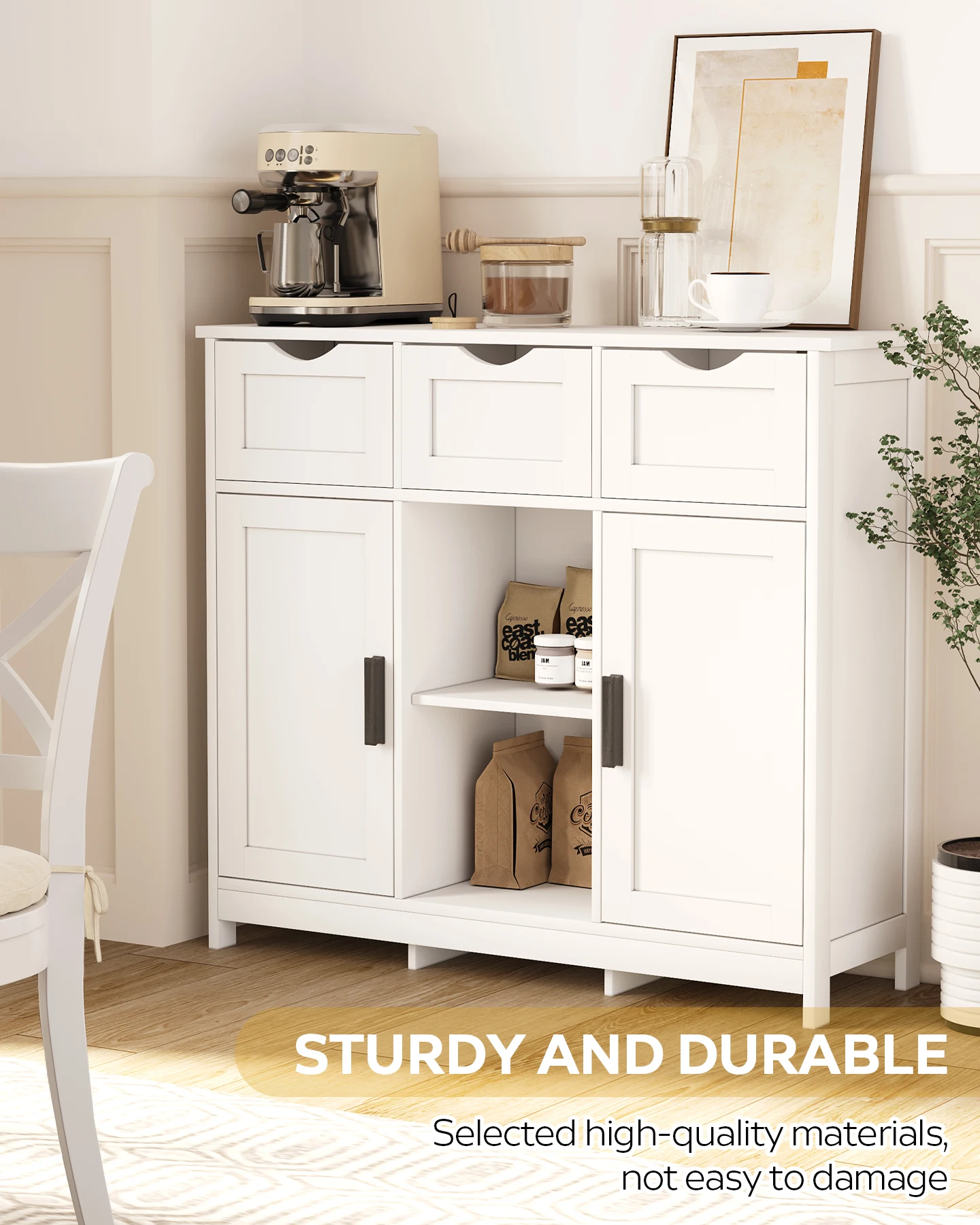 MIRROTOWEL Storage Cabinets，Wooden Floor Cabinet，with Drawers and Shelves Storage Cabinets，Accent Cabinet for Living Room， Bedro
