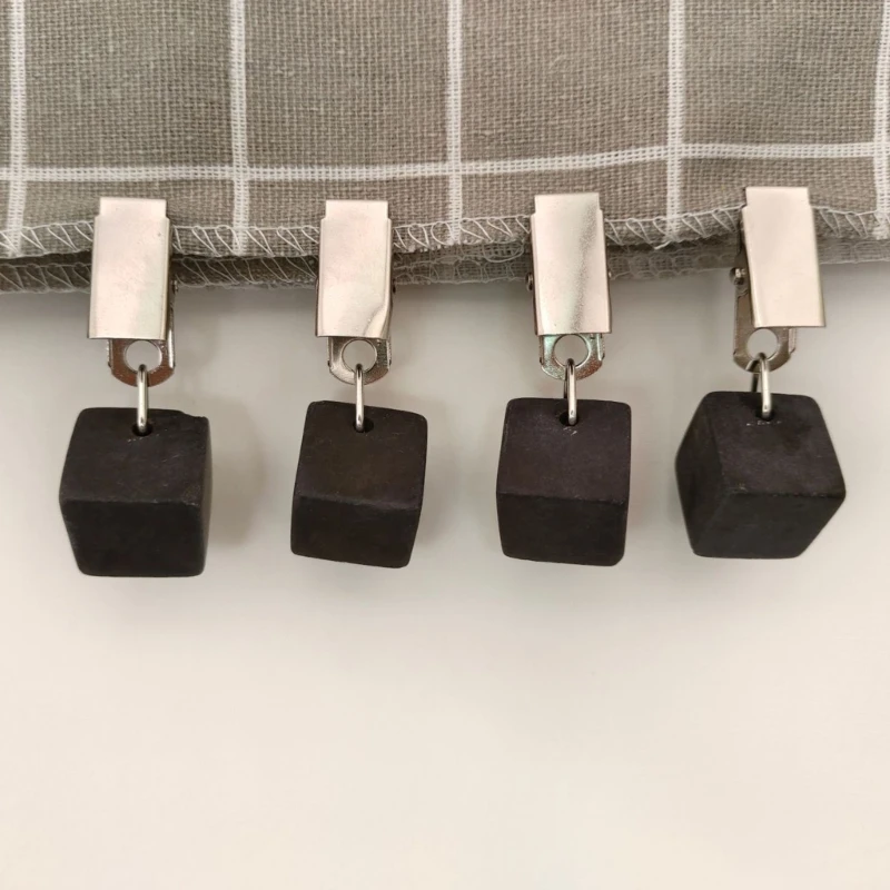 Tablecloth Weights 4pcs Marble Stone Table Cloth Hangers Indoor Outdoor Square Heavy Table Cover Holder Metal Clip