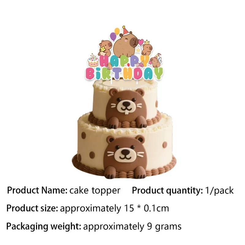 Capybara Geburtstagsdekoration Tischgeschirr Tassen Teller Niedliche Capybara-Luftballons Banner Hintergrund Schlüsselanhänger Geschenktüte Mädchen-Partyzubehör – Detail 10