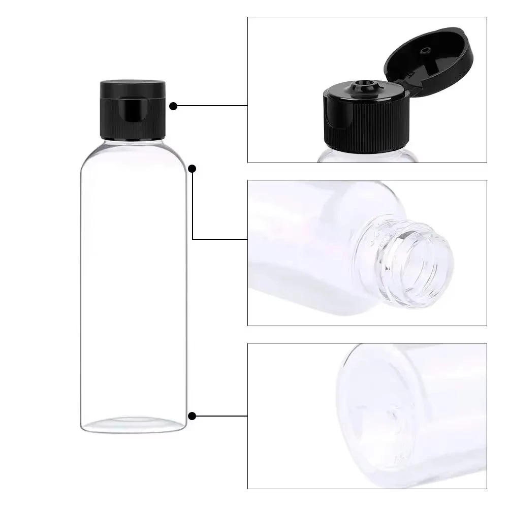 Refillable Empty Bottle 5PCS 30/50/100ML Refillable Empty Plastic Transparent Bottle with Flip Cap Portable Squeeze Shampoo Conditioner Travel Bottles