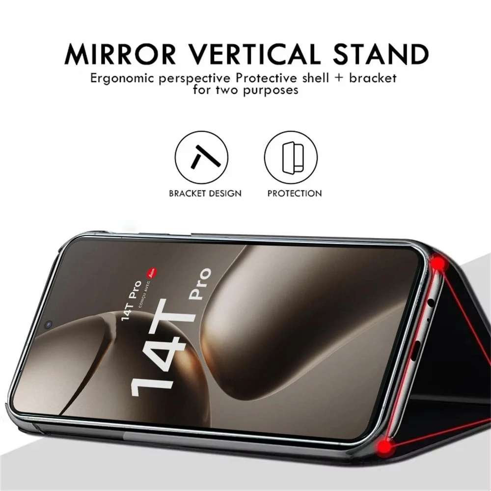 Luxury Mirror Flip Shockproof Leather Phone Case Cover
