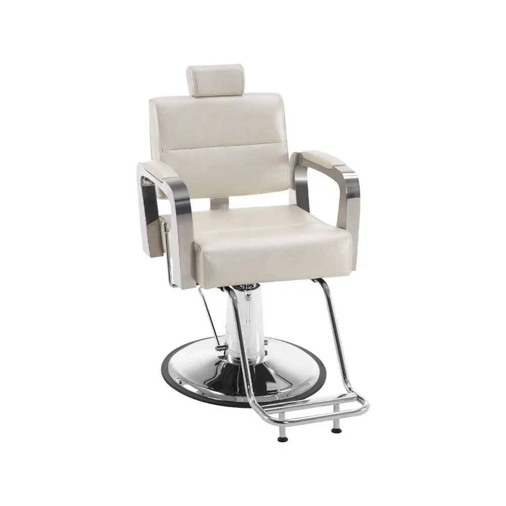 Barber Chair Reclining Salon Chairs for Hair Stylist, Antique Hair Spa Salon Styling Beauty White Salon Chair For Hair Stylist