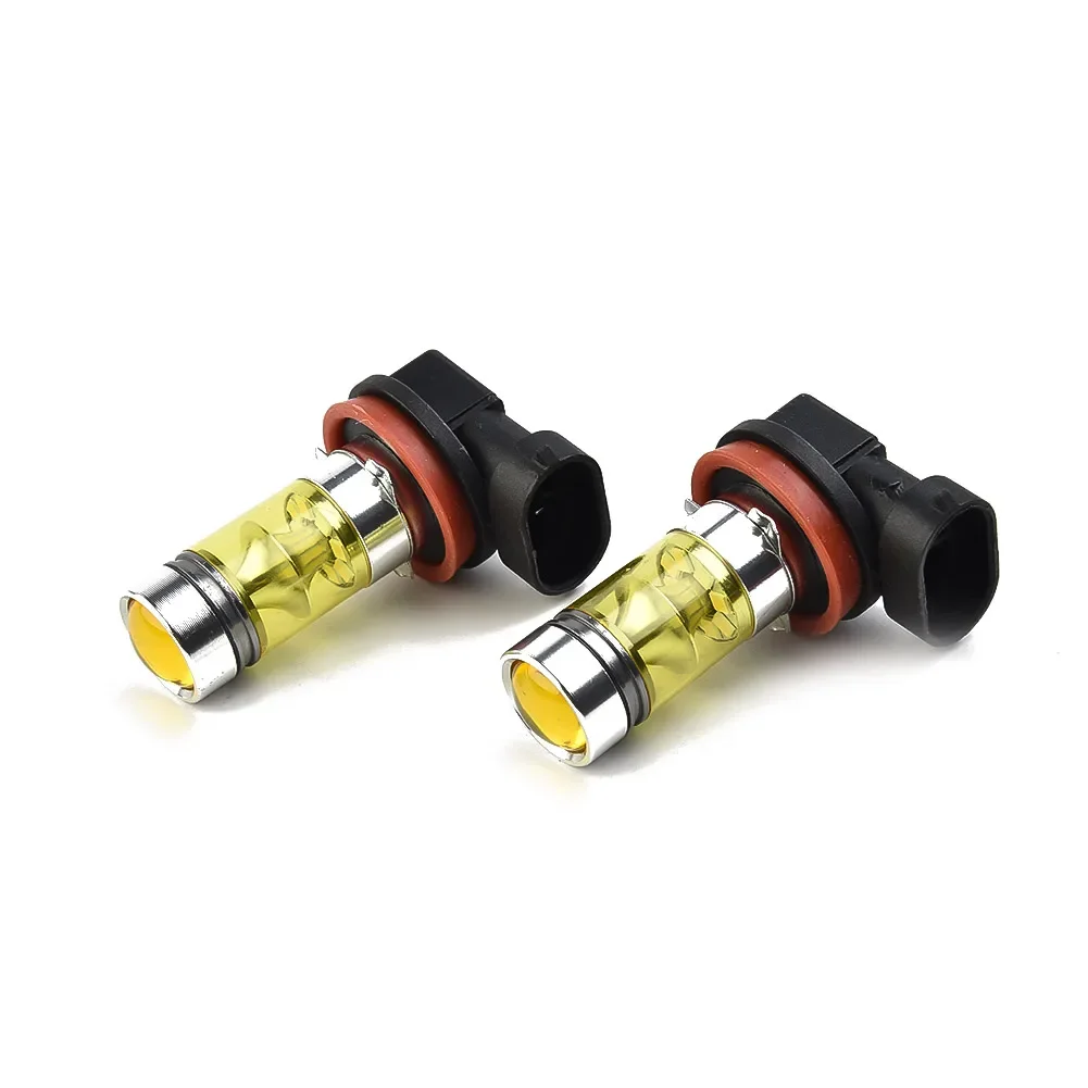 범용 안개등 전구, 100W, 2 개, 2 개, 매우 밝은 1500LM, 노란색, 4300K 액세서리, DC 12V-24V