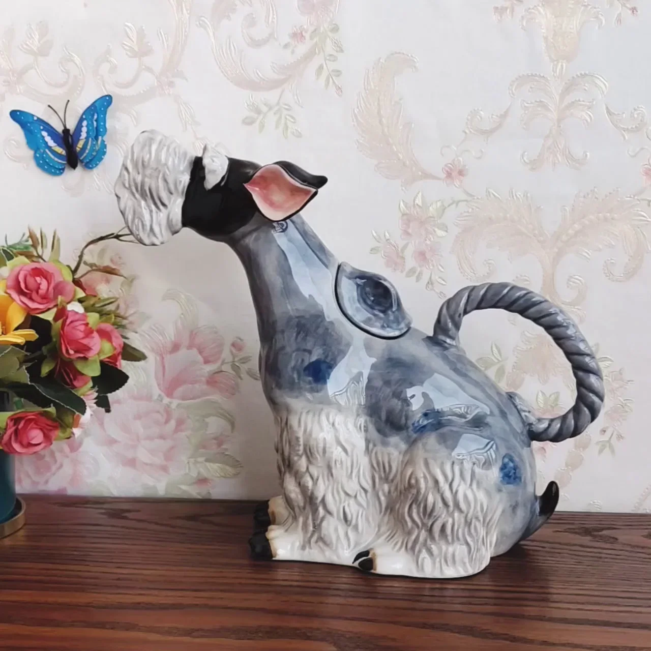 

Ceramic Schnauzer Dog Sculpture, Teapot, Coffee Pot, Valentine's Day Present, Room Decoration, Living Room Porcelain Figurine