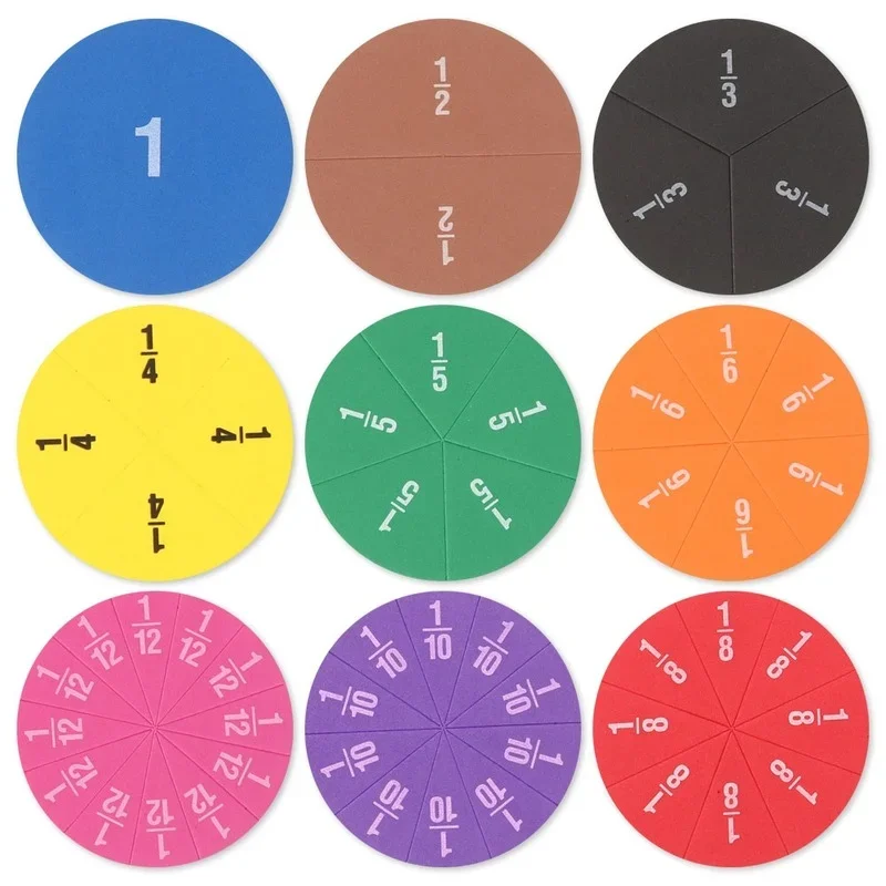 51Pcs EVA Round Shaped Fractions Circles Instrument Math Educational Toys Math Learning Tool Student Teaching Gifts educational toys math toys teaching aids toys fraction math manipulatives