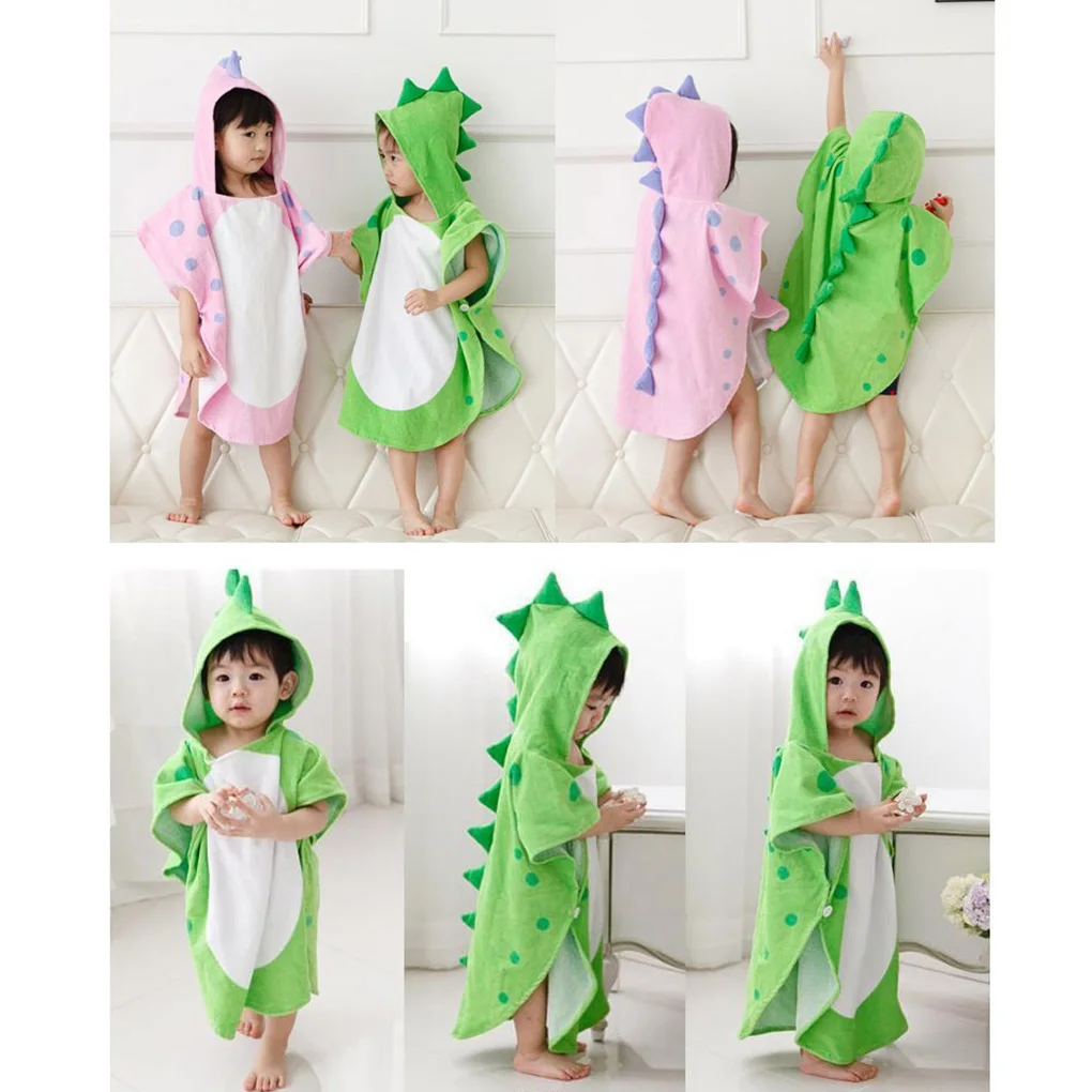 Hotel Children Hooded Bath Robe Kids Cartoon Adorable Bathrobe Green M