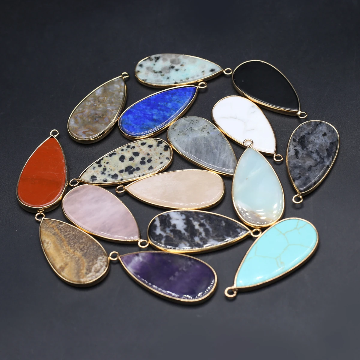 10PCS Wholesale Natural Semiprecious Stone Crystal Droplet Pendant 45x21mm Jewelry Making DIY Necklace Earrings Accessories Gift