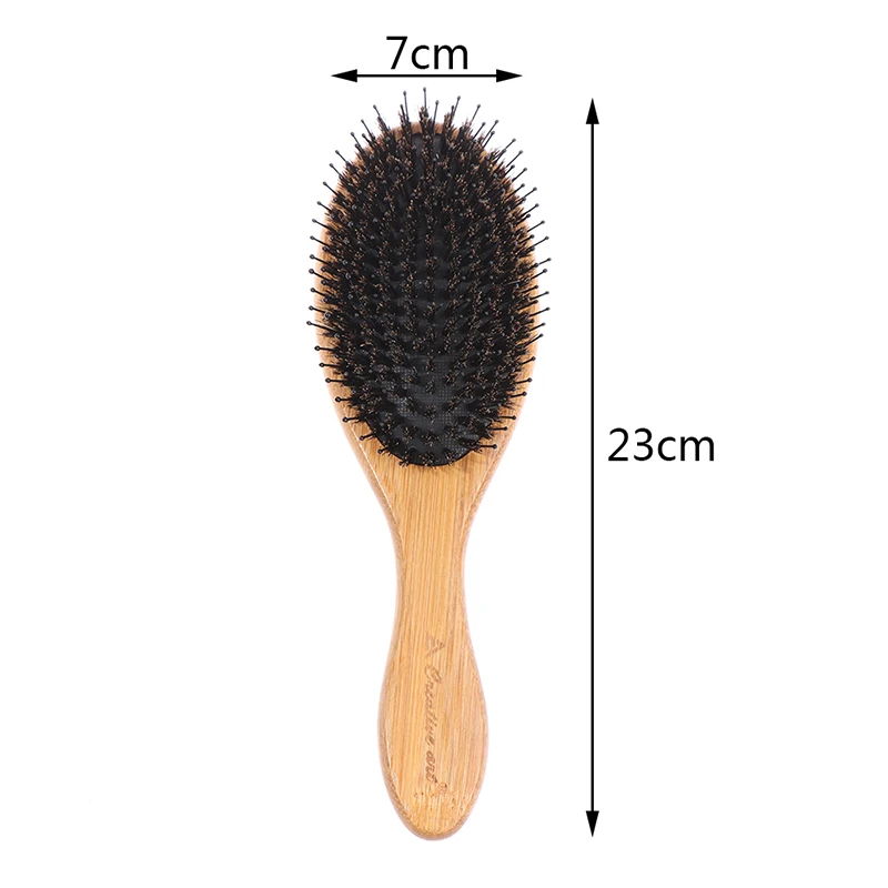 Natürliche Wildschwein borsten Haar bürste Massage kamm anti statische Haar Kopfhaut Paddel bürste Buche Holzgriff Haar bürste Kamm Styling-Tool – Detail 7