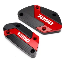 Premium Aluminum Front Clutch and Brake Fluid Reservoir Cap Cover for Adventure Motorcycles (Red - 1250)