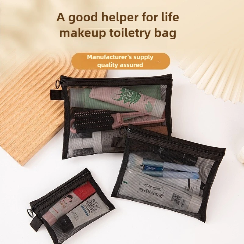 Large Capacity Mesh Cosmetic Bag Square Bag Pencil Cases Makeup Bags Organizer Case Wash Pouch Storage Toiletry Bag Outdoor