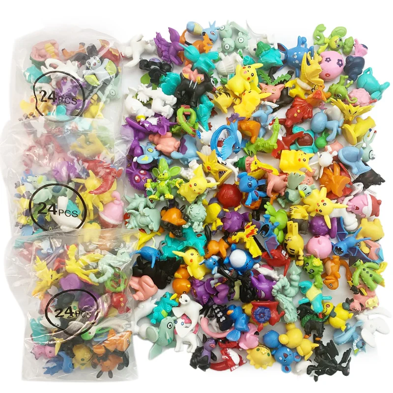 24pcs/set 144 with bag Pokemon mini Figures Lot Bulk Different Pikachu  Anime Figura Doll collection