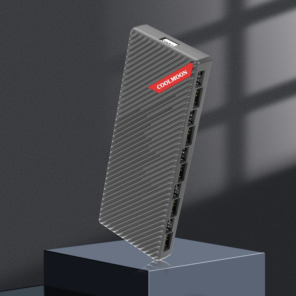 1 To 10 4 Pin PWM 3 Pin Addressable ARGB Adapter SATA Powered 5V 3Pin Cooling Fan Controller Magnetic Suction for Case Fan