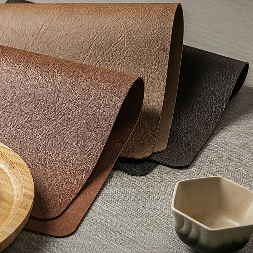 1pc Faux Leather Placemats Non-Slip Waterproof Heat Resistant Double-Sides,Kitchen Dining Portable Place Mats