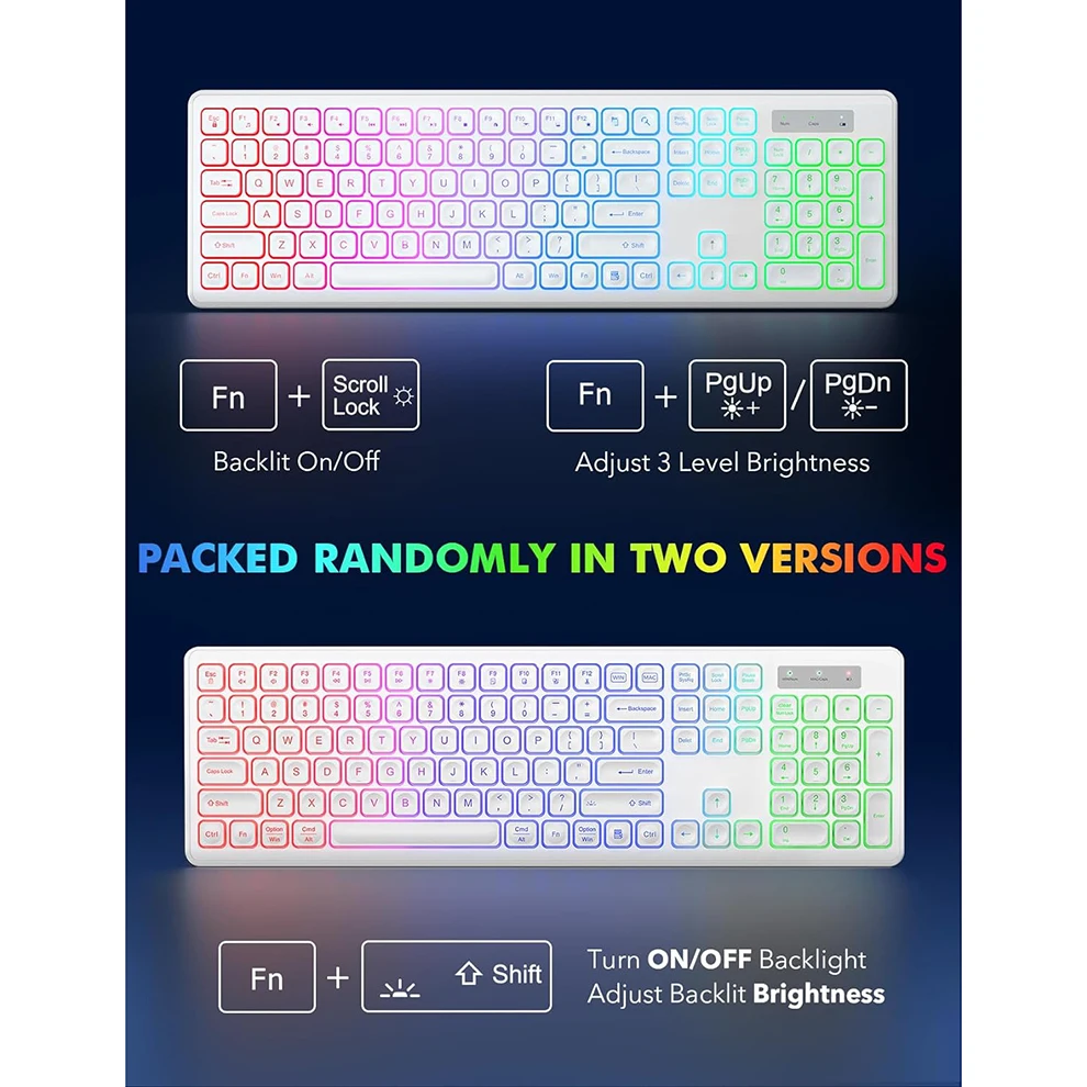 Full-Size, Ergonômico, 2.4G, Silencioso, Mac, Windows,Laptop, PC