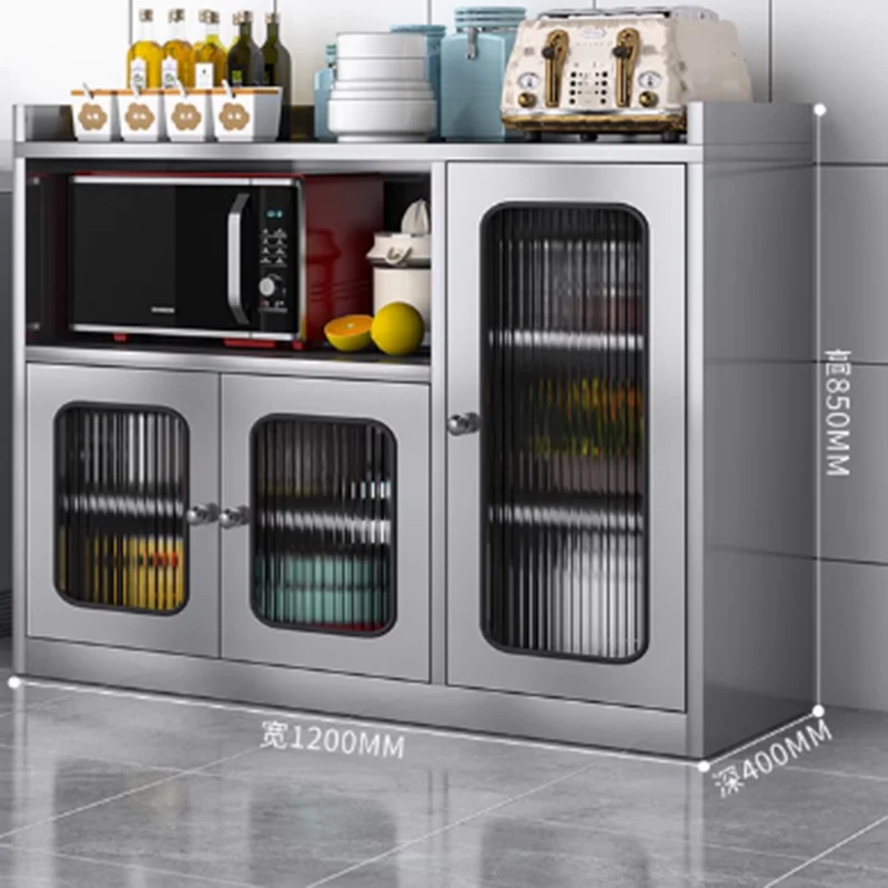 Large Luxury Metal Cabinet Stainless Steel Design Shelves Nordic Storage Cabinet Kitchen Tall Modern Meuble Cuisine Furniture 5