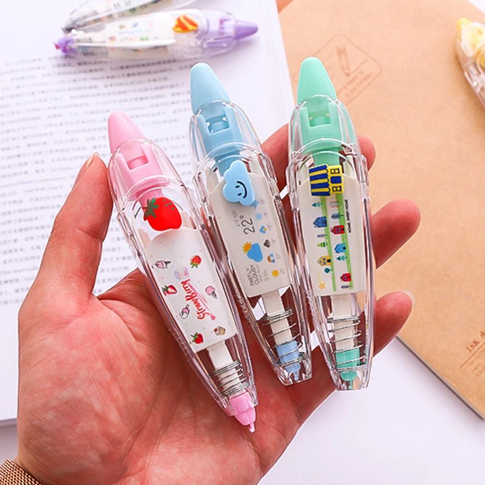 Kawaii Correction Belt Tape Lace Notebook Diary Decoration Pen Cartoon Floral Sticker Tape Pen Funny Kid Stationery For Children