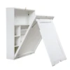 Modern Compact Wood Wall Mounted Folding Desk Cabinet Convertible Writing Desk for Home Office with Storage, White 1