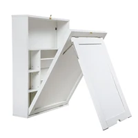Modern Compact Wood Wall Mounted Folding Desk Cabinet Convertible Writing Desk for Home Office with Storage, White 1