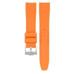 Premium Curved End Silicone Dive Watch Strap - 20mm for 20mm (Orange)