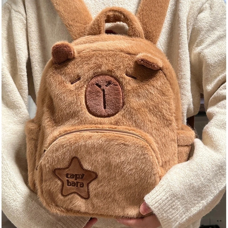 Women Plush Dolls Backpacks Teenages Capybara Backpacks Mini Knapsacks Bag Student School Backpacks Girl Small Backpacks