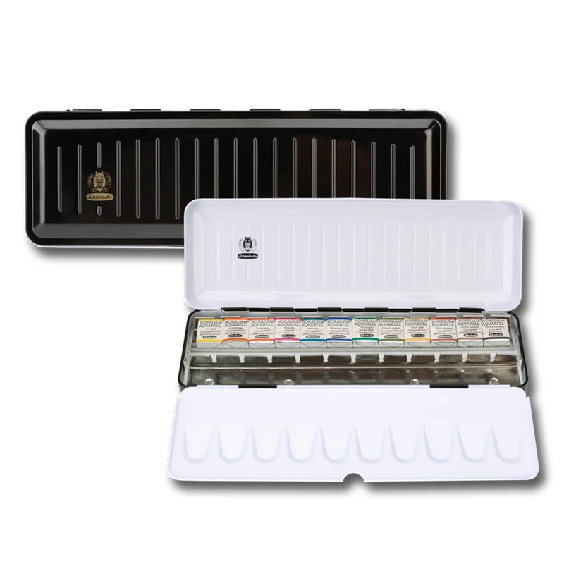 Schmincke artist watercolor 12 color half pan with ceramic