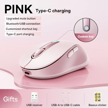 【New Upgrade】Baseus Rechargeable Wireless Mouse Type-C Charging Bluetooth 5.2 4000 DPI Computer Laptop Mute Mice Ergonomic Mouse 8