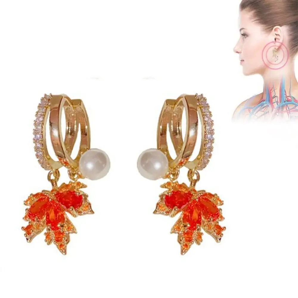 

New Red Maple Leaf Tassel Earrings for Women Lymphatic Drainage Design Sense Fashion Luxury Delicate Elegant Dangle Jewelry