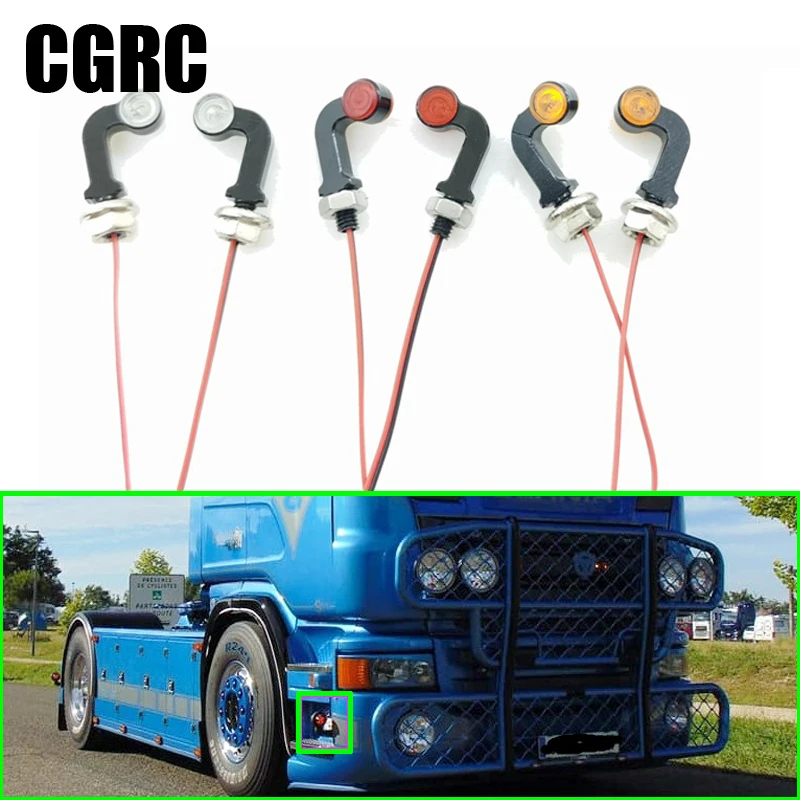 

2pcs LED Side Outline Light Marker Cornering Lamp for 1/14 Tamiya RC Truck Scania 56360 Man TGX Actros Tractor DIY Accessories