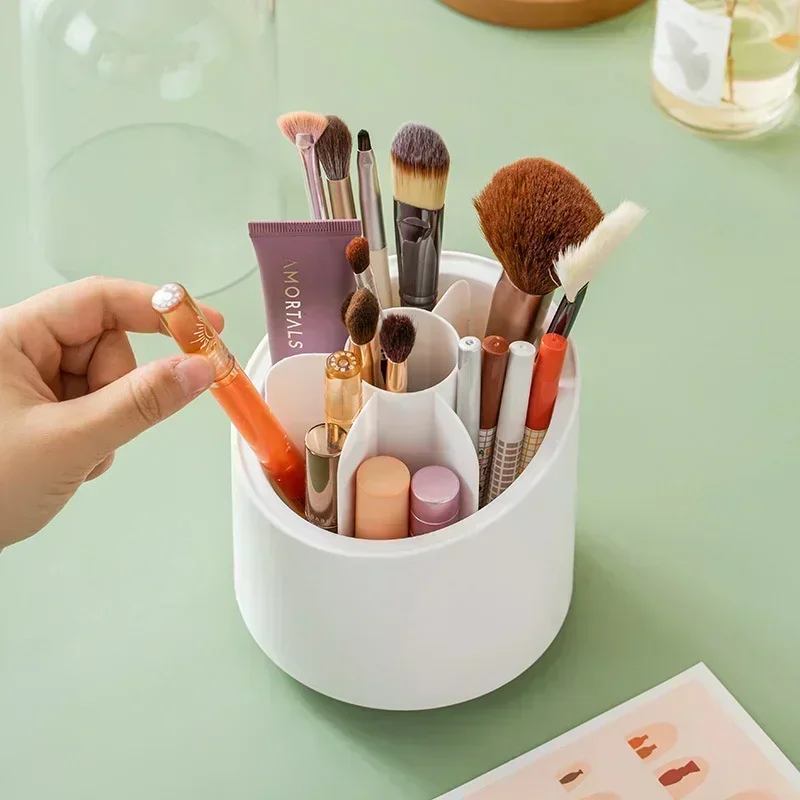 360° Rotating Makeup Brush Storage Box Portable Desktop Cosmetic Organizer Lipstick Eyebrow Pencil Eye Shadow Brush Holder 4