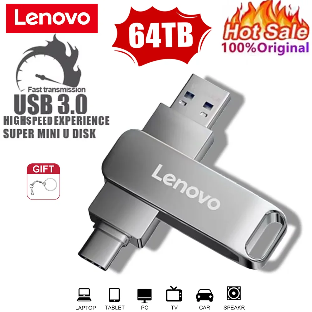 Original Lenovo 64TB Flash Drives U Disk High Speed Metal