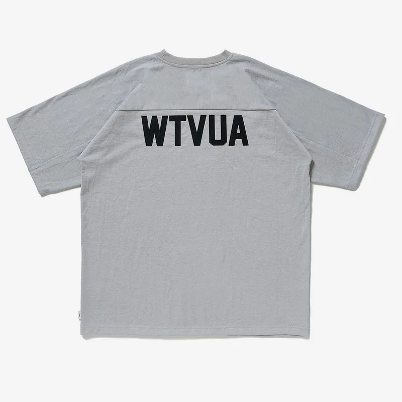 

2023 New WTAPS Japanese Round Neck Short Sleeve T-shirt Heavyweight Cotton Embroidery Split Panel Casual Loose Top Fashion