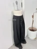 REDDACHiC Irregular Buttons Dress Pants Women Men Black Elastic Waist Wide Leg Pleated Front Suit Trousers Work Casual Clothes 2