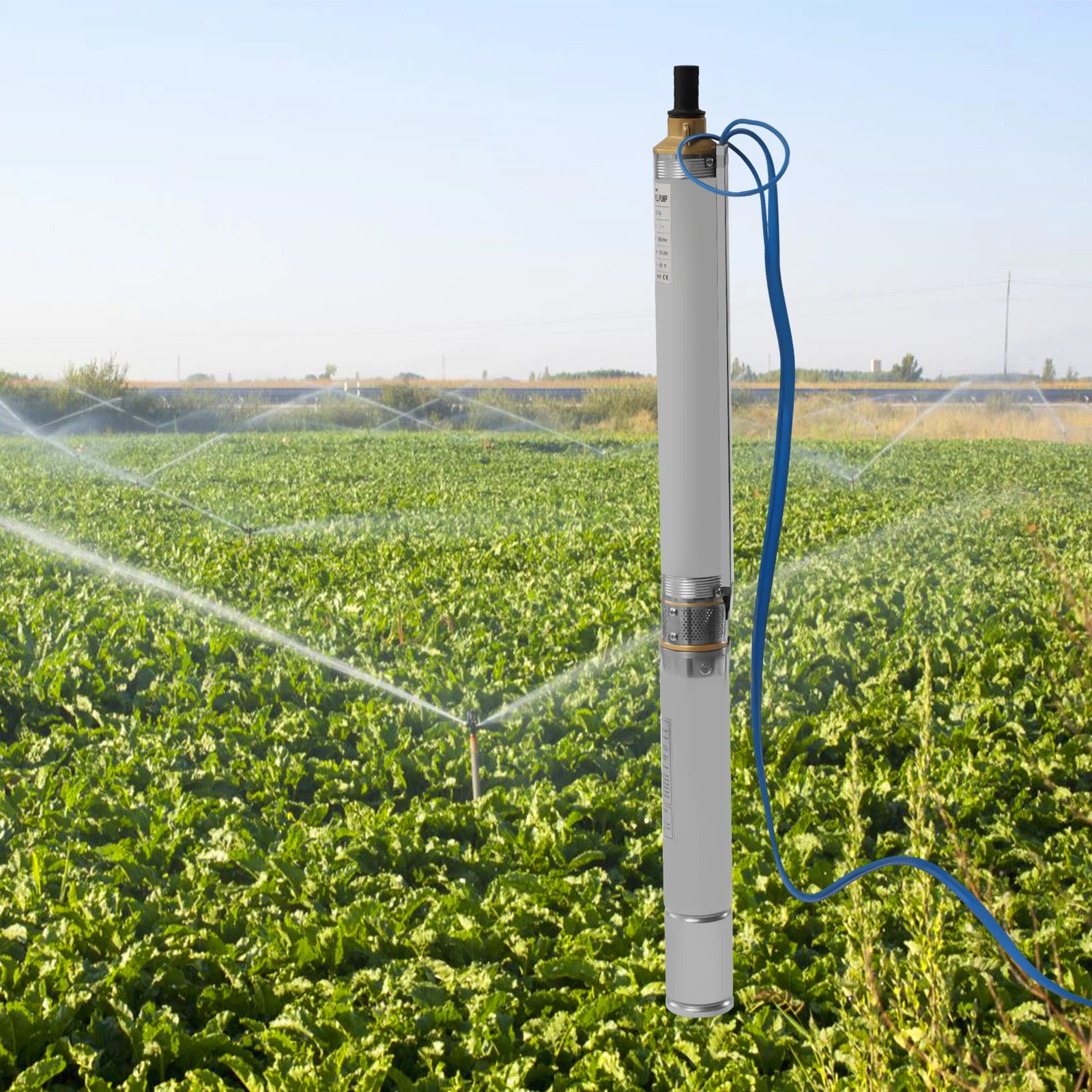 Well Pump 3" OD Pipe Deep Well Submersible Pump Stainless Steel Water w/Control Box 110V/60HZ 0.55KW 0.75HP 95ft