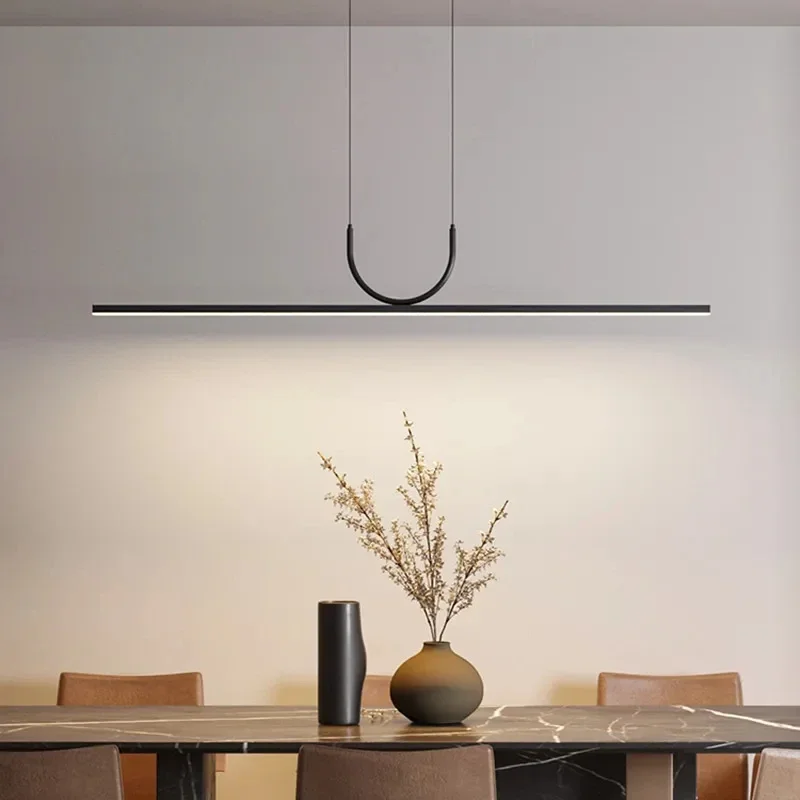 

Modern Linear Lighting LED Chandelier for Table Dining Room Kitchen Island Pendant Lamp Home Decor U Shape Hanging Fixture